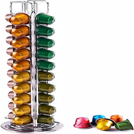 Porte-capsules rotatif d'une capacité de 40 capsules, argent, (1/5)