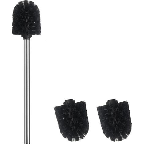 1 - Brosse WC - Tête De Brosse - Acier Inoxydable 304 - Nettoyage Salle De Bain - Poils Résistants - Pour Cuvette - Noir - 27x7cm (1/5)