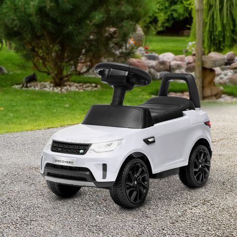 Voiture enfant Land Rover 6V, mode électrique et poussée, vitesse 3 km/h, blanc (1/5)