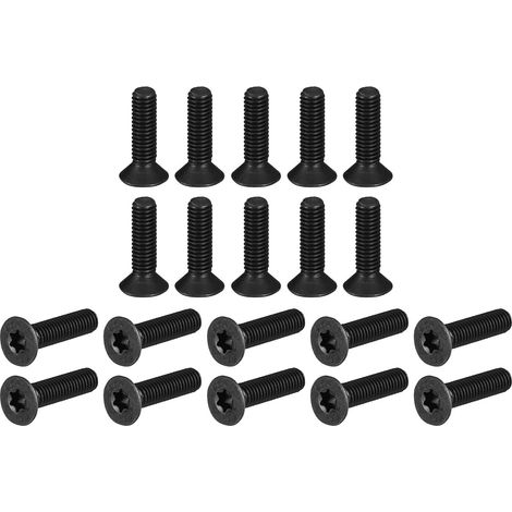 30 Pièces Vis à Tête Plate Torx M6-1,0x25mm Finition Oxyde Noir (1/5)