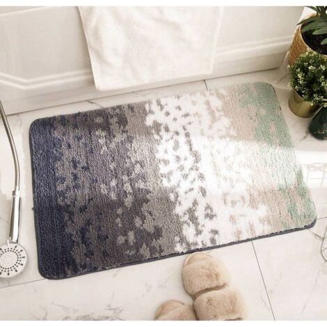 Tapis floqué style nordique pour entrée, chambre et salle de bain - absorbant et antidérapant - 40 x 60 cm (1/3)