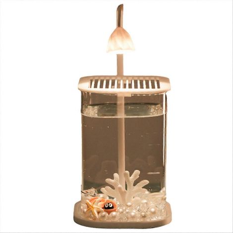 Mini aquarium de bureau en verre avec éclairage LED, lampe ornementale haut de gamme pour l'élevage de poissons (B) (1/5)