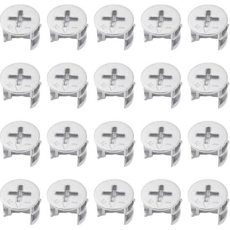 Lot de 20 serrures à cames pour connecteurs de meubles, écrous excentriques, écrous à cames, vis de fixation pour plaques, convient pour les planches en bois d'une épaisseur de 10/16/18 mm (1/4)