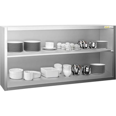 Placard mural inox 2000x400 mm - Hauteur 800 mm ouvert PREMIUM - GOLDINOX (1/4)
