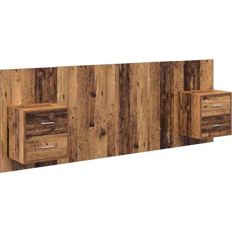 Headboard with Cabinet 3 pcs Old Wood Engineered Wood vidaXL