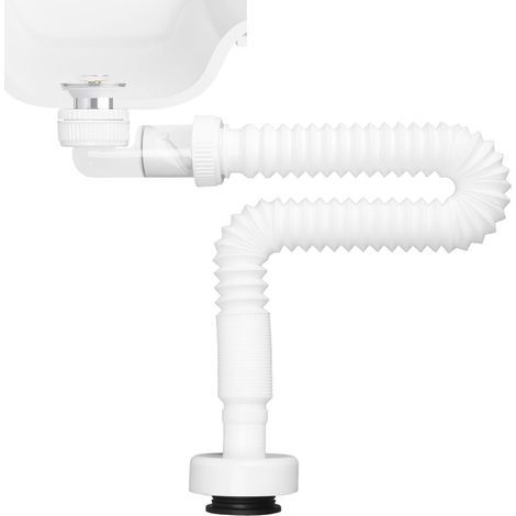 G1 1/4"-Platzsparender Siphon, Spülbeckensiphon mit flexiblem Abflussschlauch, 360° verstellbarer Siphon, geruchsdichter Badsiphon, universeller flexibler Abflussschlauch für Küche und Bad (1/5)