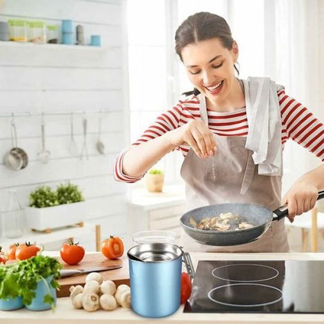 Pot À Huile - Acier Inoxydable 304 - 1 6 L - Couvercle Étanche Anti-Poussière - Pour Filtrage Et Stockage Huile De Friture - 1 Pièce (1/4)