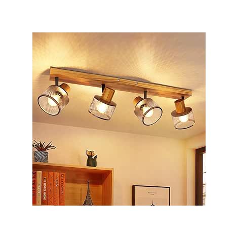 GBLY Proiettore Soffitto 4 Luci E14 Plafoniera Faretti Vintage Lampada Soffitto Soggiorno Faretti Soffitto Neri Lampada Cucina Lampada Soggiorno Metallo Farello Illuminante per Cucina Camera da Letto (1/5)