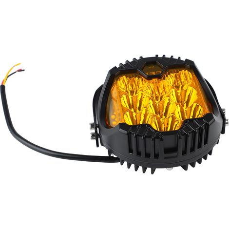 Phares LED 5 pouces pour Jeep, lumière jaune haute luminosité 50W, étanches IP67, projecteurs puissants pour travail, faisceau uniforme (1/5)