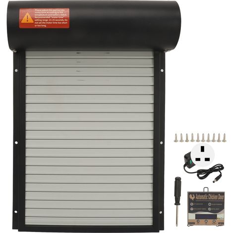 Poulailler automatique porte avec contrôleur horloge manuel 100V-240V écran LED robuste pour canards oies poules prise UK noire (1/5)