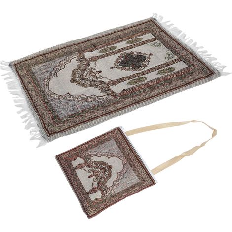 Tapis de prière musulman en coton, couverture de culte, tapis d'enseignement religieux islamique avec sac (1/5)