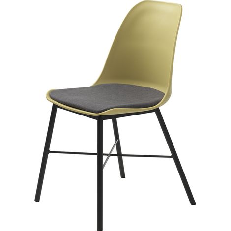 Whise Chaise de salle à manger en jaune et gris, avec structure en métal noir. (1/3)