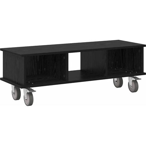 Mobile porta TV rettangolare e pratico con vano contenitore integrato 100 x 35 x 35 cm realizzato in legno composito di rovere nero 020054732