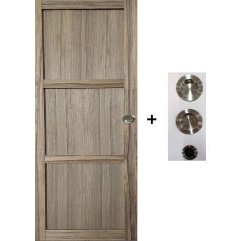 Porte Coulissante Bois Frake 3 Panneaux H204 X L73 Cm, Coquilles, Tire Doigt Gd Menuiseries