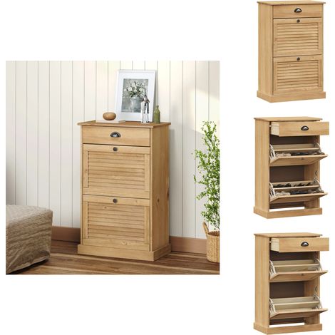 Armoire à chaussures VIGO 60x35x96 cm bois massif de pin - Armoire À Chaussures - Meuble Rangement Chaussures - Rangement Intérieur - Rangement Chaussures - Mobilier Entrée (1/5)