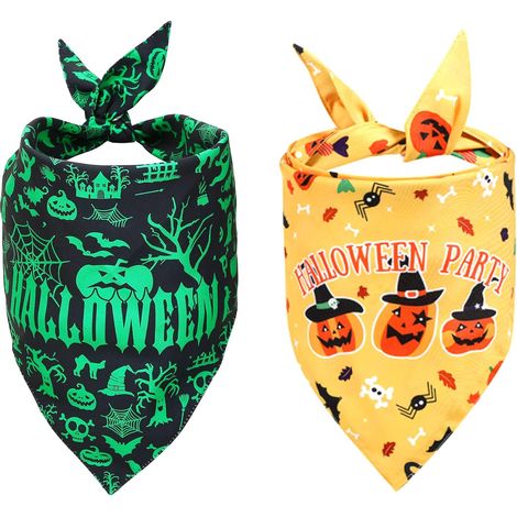 Bandana pour chien (lot de 2), bandana d'Halloween pour chien, bavoir pour chien, écharpe pour animaux de compagnie, accessoires vestimentaires pour animaux, décoration pour chats et chiens