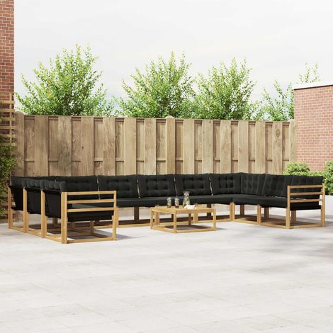 vidaXL Outdoor-Sofagarnitur mit Kissen 11 pcs Weiß und Schwarz (1/5)