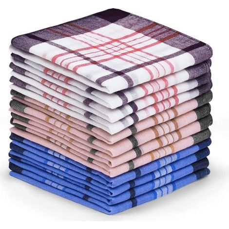 Lot de 12 mouchoirs pour homme, 100 % coton, coloris variés. (1/5)