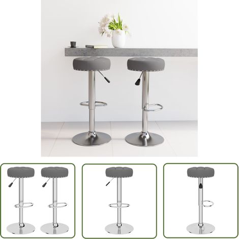 The Living Store Tabourets de bar lot de 2 gris foncé tissu - Tabouret De Bar - Chaise De Comptoir - Tabourets Hauts - Meubles De Cuisine - Décoration Intérieure (1/5)
