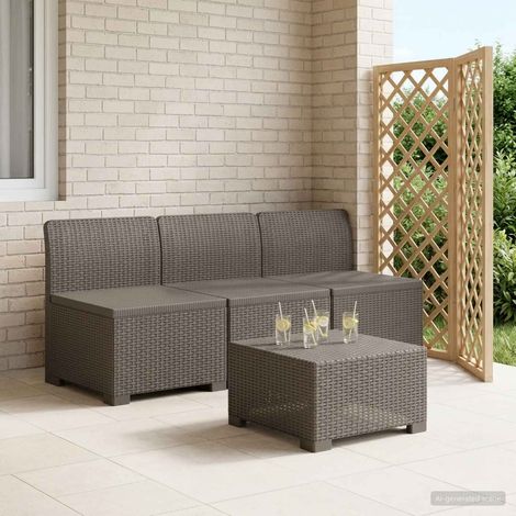 vidaXL Sofá de Jardín de 3 Plazas Look Ratan 3 plaza PP Gris Claro (1/5)