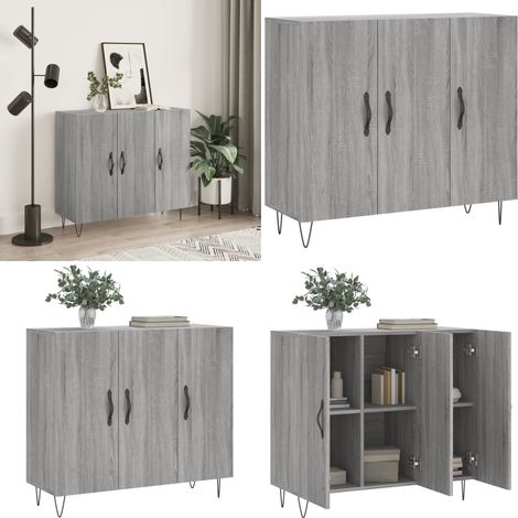 Sideboard Grau Sonoma 90x34x80 cm Holzwerkstoff - Sideboard - Wohnzimmermöbel - Holzmöbel - Grau - Modernes Design - Home & Living (1/5)
