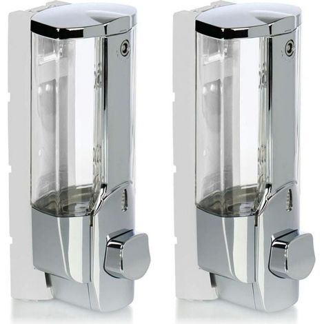 Wall-mounted soap dispenser – wall-mounted soap dispenser, refillable – soap dispenser for shower gel and shampoo (chrome) (1/4)
