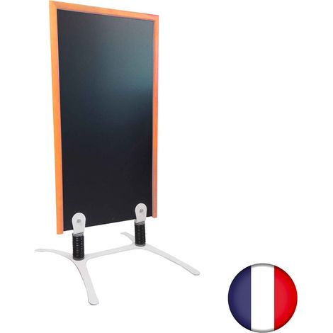 Panneau trottoir sur piétement métal blanc avec cadre bois orange dimensions 120 x 65 cm (1/4)
