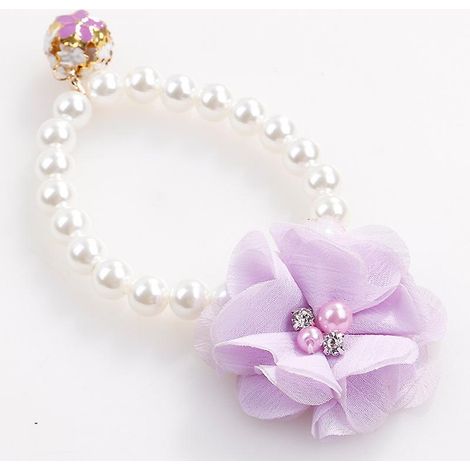 Collier pour chien violet élastique perlé de 22 à 40 cm avec accessoire floral pour chiot (1/3)