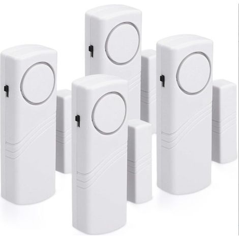 Alarme Porte Fenêtre - Capteur Magnétique Sans Fil - Pour Sécurité Maison Bureau Garage - Lot de 4
