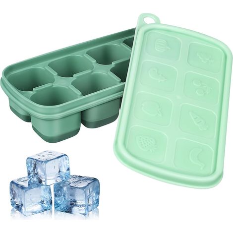 jojofuny Bac à Glaçons Facile Démouler Vert avec Couvercle en Silicone (1/5)