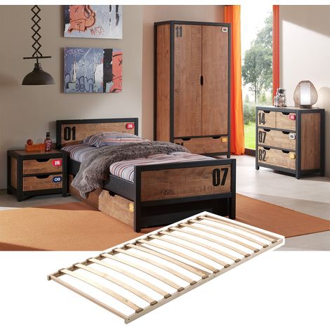 TCHAD - Chambre Complète 90x200cm et Sommier + Armoire 2P (1/5)