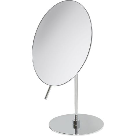 Geesa Mirror Rasier-, Kosmetik- und Vergrößerungsspiegel, freistehend, 3-fach vergrößert, feuchtigkeitsbeständig, Chrom, Ø 234 mm, Messing/Glas/Edelstahl (1/3)