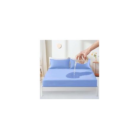 Protège-matelas Imperméable 120x200cm, Housse Respirante Silencieuse Premium, Drap-housse Étanche Anti-acariens - Bleu (1/4)
