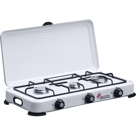 Project03 24921 Multifire 3 Fornello a Gas Portatile 3 Fuochi 4.10 W Acciaio Verniciato con Coperchio Gas Butano Propano (1/2)