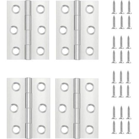 4 Pièces Charniere Porte,Charniere Inox,Charnière Invisible,Charnière plate,Porte Placard/Petites Portes/Tiroirs/Fenêtres/Pianos/Coffret à Bijoux Armoires de Quincaillerie de Meubles de Maison (1/4)