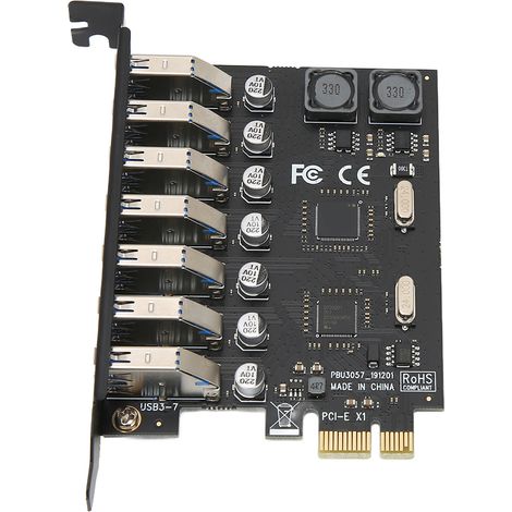 Carte d'extension PCI-E vers USB 3.0, carte d'extension USB 3.0 de bureau haute vitesse à 7 ports (1/5)