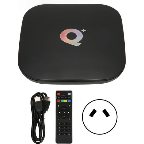 Boîtier TV Intelligent Q Plus 4 Go RAM 64 Go ROM Processeur Quad-Core 6K 3D WiFi 2.4 GHz USB 3.0 Prise AU 100-240V pour Android 9.0 (1/5)