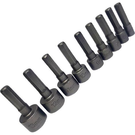 TrAdE Shop Traesio - Set 9 Inserti Chiave Esagonale Per Avvitatore Chiave A Bussola Codolo Esagonale - (1/5)