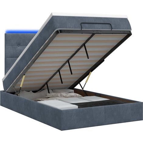 Maison Exclusive - Lit coffre avec matelas et LED Gris foncé 120 x 200 cm Velours (1/5)