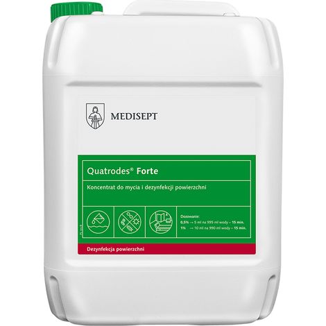 Konzentrat zur Reinigung und Desinfektion von Oberflächen mit einem breiten Anwendungsspektrum Quatrodes Forte 5l (1/2)