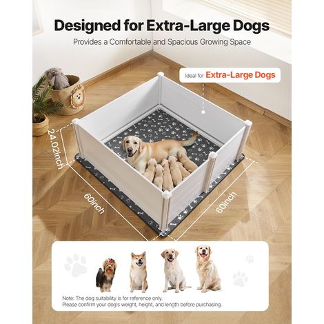 Parc de Mise Bas pour Chien 152x152x61 cm Caisse de Mise Bas Chiots pour Chiens de Très Grande Race, Boite de Naissance en Plastiqu… (1/5)