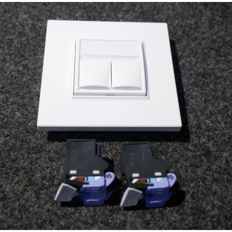 Prise réseau 2xRJ45 CAT6 UTP double blanc polaire complet avec support et plaque S-ONE ALTIRA SCHNEIDER (1/3)