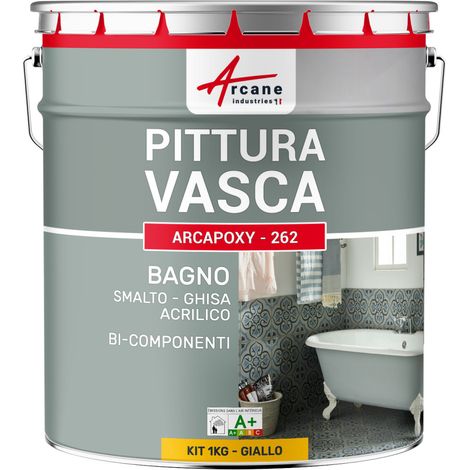 Resina per la ristrutturazione della vasca e del lavandino piatto doccia smalto bagno - ARCAPOXY - 262 - 1 kg (fino a 3 m² in 2 strati) Giallo Traffico - RAL 1023 - ARCANE INDUSTRIES (1/5)