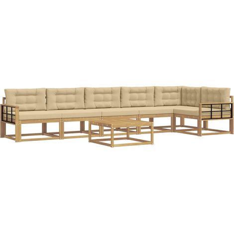 Outdoor-Sofagarnitur 7 pcs Weiß und Beige 79 x 79 x 37 cm vidaXL