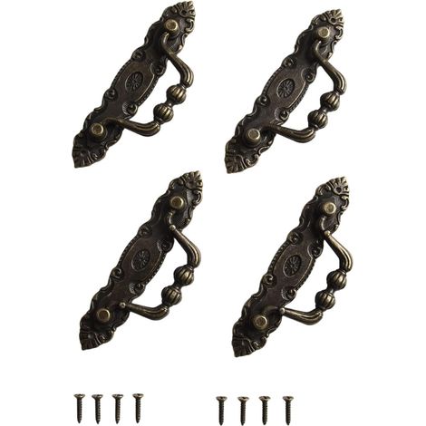 Ensemble de 4 poignées anneaux antiques, alliage zinc massif (1/5)