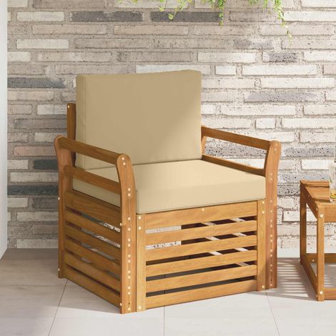 Outdoor-Sofagarnitur Massives Akazienholz und Polyester Natur (1/5)