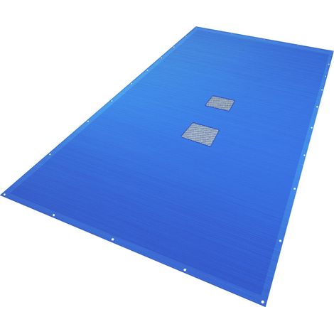 Bâche Piscine Rectangulaire en Polyéthylène 160g/m2 avec Filet d'Ecoulement Bâche Imperméable Résistante Double Couche avec Oeillets en Aluminium Couverture Étanche 4X9m (1/5)