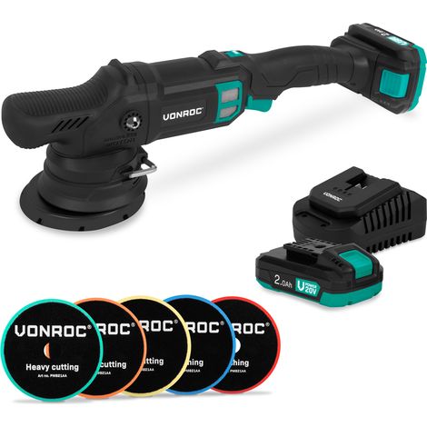 PRO Doppelschleifer 20V – Ø 125mm  Inkl. 2x 2,0Ah Akkus, Schnellladegerät und 5 Polierpads