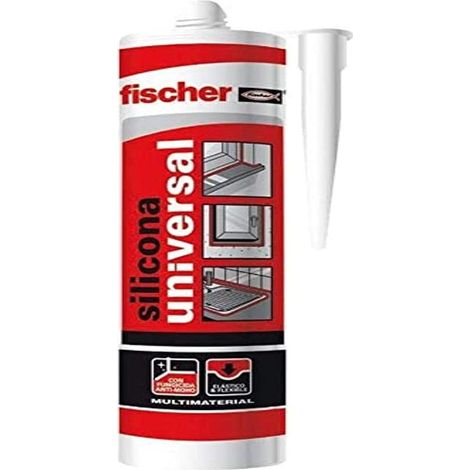 fischer - Silicone universale nero per sigillare superfici non porose e con contaco con acqua, Aderenza in molteplici materiali, 280 ml