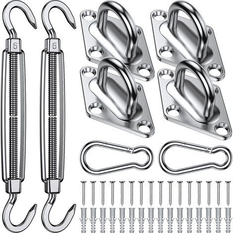 Shade Sail Fixing Kit - 304 Stainless Steel Shade Sail Fixing Kit for Triangle, Square & Rectangle Shade Sails, Heavy Duty Rustproof Shade Sail Fixing Kit (1/5)